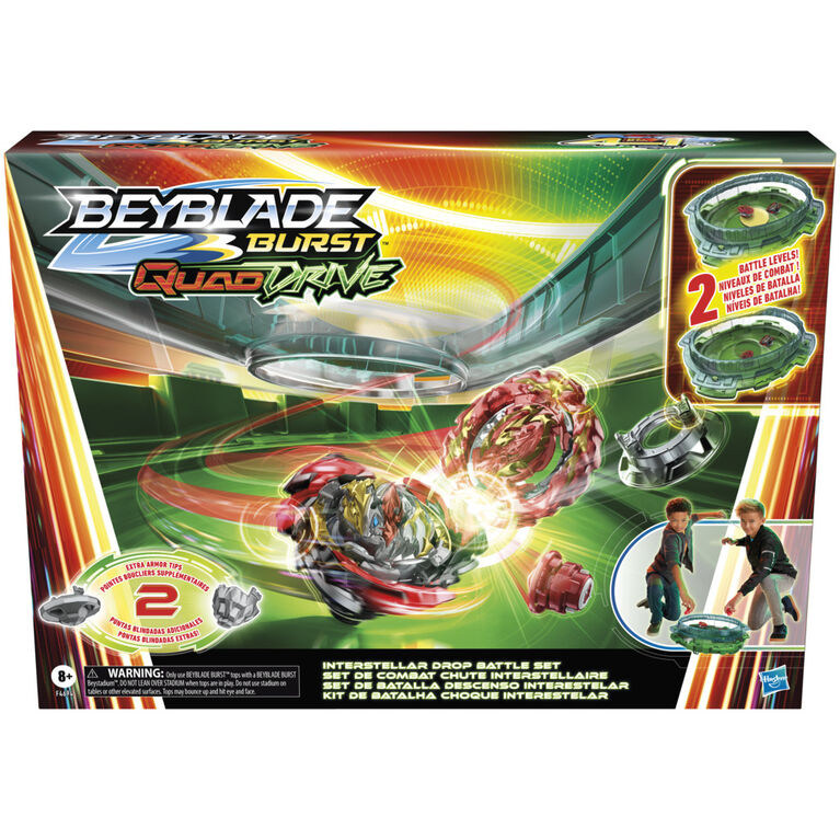 BEYBLADE Burst QuadDrive Interstellar Drop Battle Set, Set Stadium, 2  Battling Tops and 2 Launchers, Toys for 8 Year Old Boys & Girls & Up