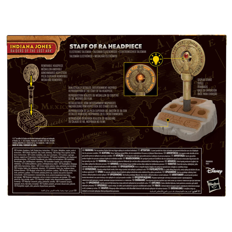 Indiana Jones et les aventuriers de l'arche perdue, Adventure Series, Médaillon du sceptre de Râ, effets lumineux, article de cosplay Indiana Jones
