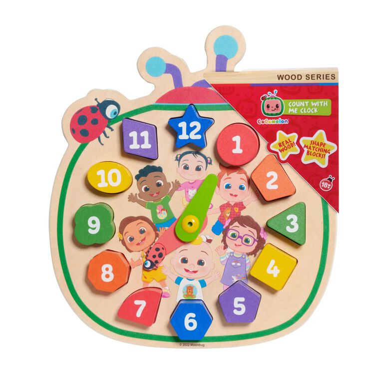 CoComelon Count with Me Wooden Clock, Recycled Wood, Learning and Education - English Edition