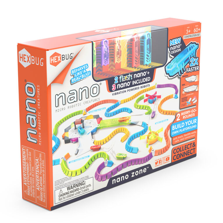 HEXBUG Flash Nano Nano Zone - Colorful Sensory Playset for Kids - Build Your Own Zone - Over 60 Pieces and Batteries Included