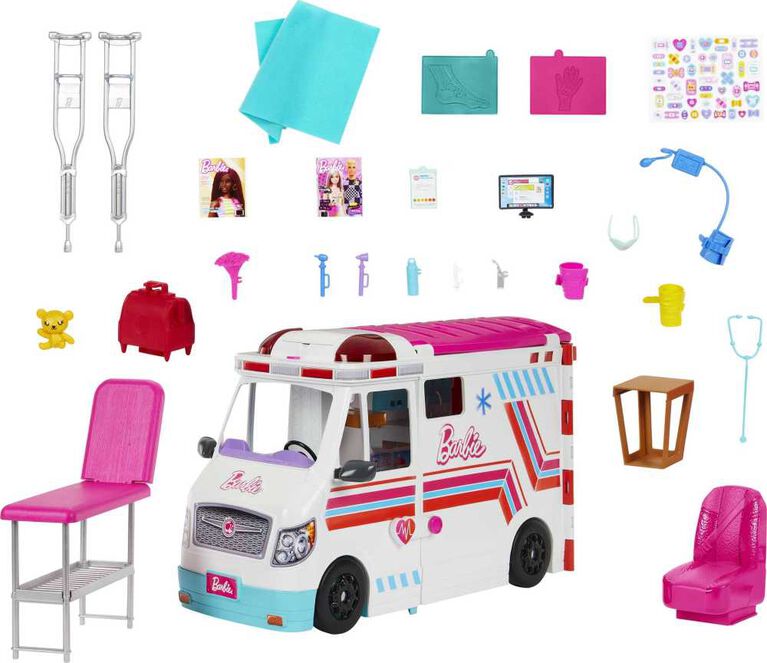 Barbie Toys, Transforming Ambulance and Clinic Playset, 20+ Accessories, Care Clinic