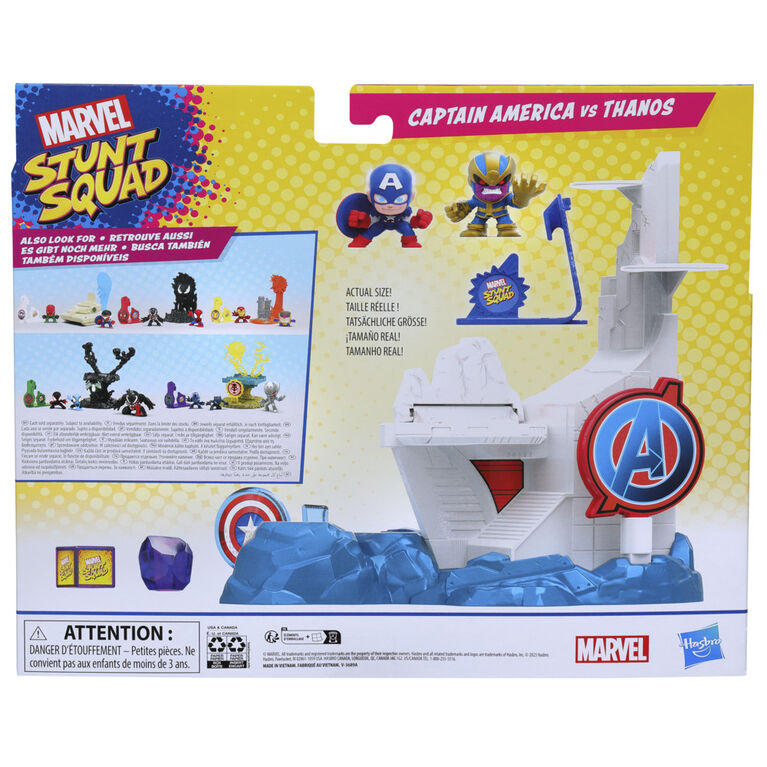 Marvel Stunt Squad Tower Smash Playset with Captain America and Thanos 1.5 Inch Action Figures
