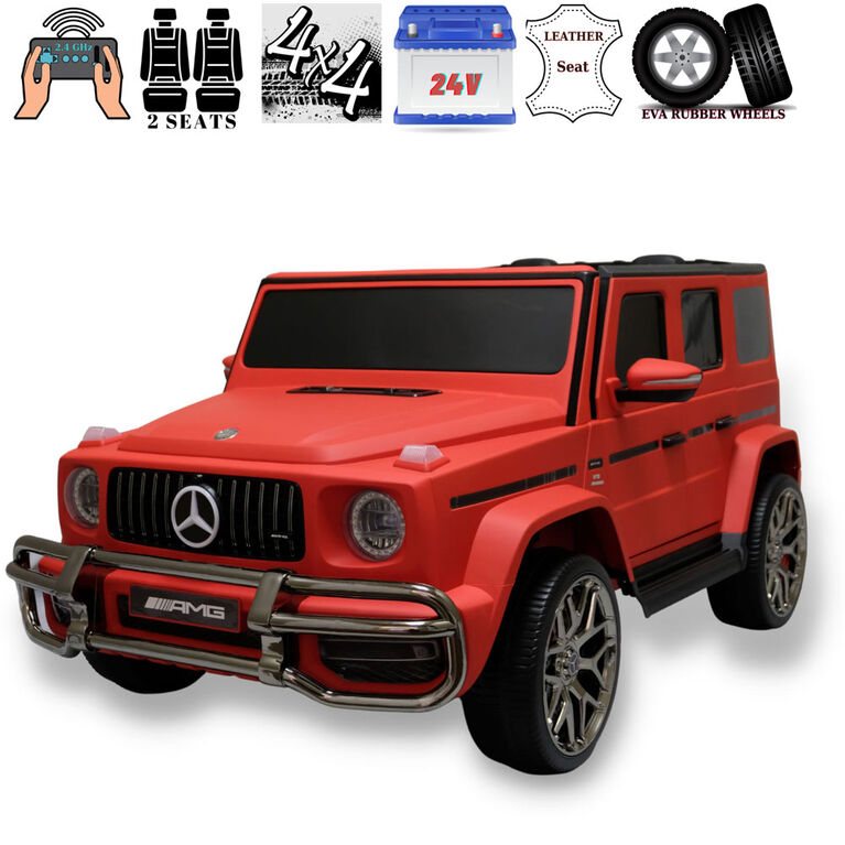KidsVip 24V Kids and Toddlers Mercedes G Series 4WD Ride on car w/Remote Control - Matte Red - English Edition