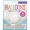 12" Latex Balloons, 10 pieces - White