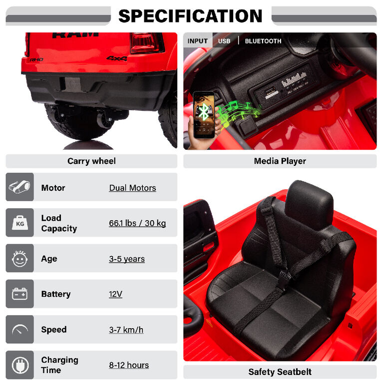 12V Licensed  Dodge RAM 1500 RHO - Red