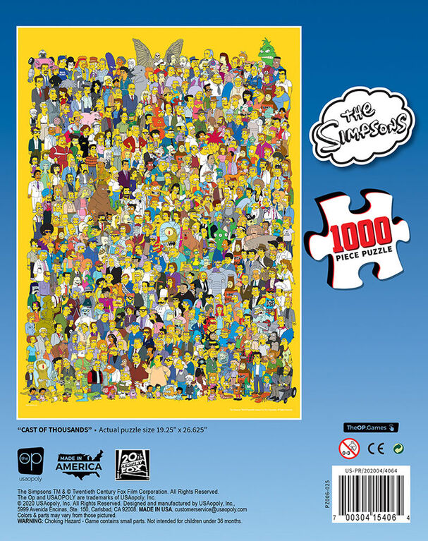 Puzzle 1000 Pièces - The Simpsons "Cast of Thousands" - Édition anglaise