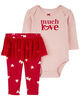 Carter's Two Piece "Much Love" Valentine's Day Top and Tutu Pants Set Red
