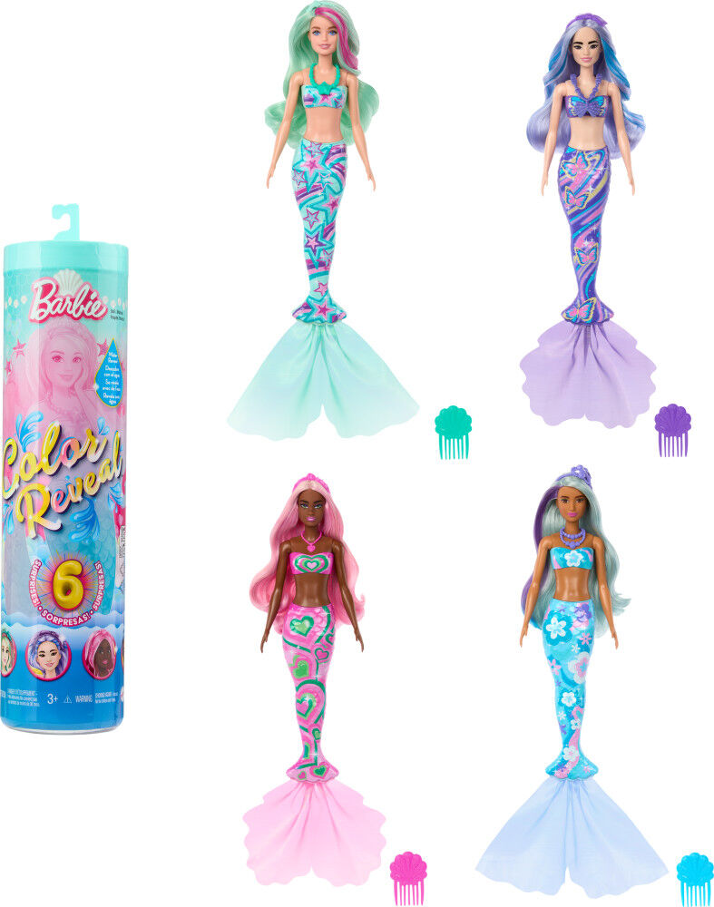 Barbie Color Reveal Mermaid Series Doll Accessories with 6 Surprises Color Change Hair Toys R Us Canada