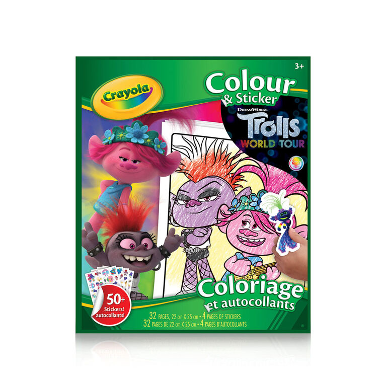 Livre à colorier et autocollants Crayola, Tournée Mondiale des Trolls