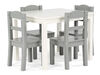 Kids Wood Table & 4 Chairs, White/Grey
