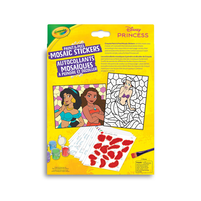 Trousse d'autocollants mosaïques Paint & Peel de Crayola, Princesses Disney