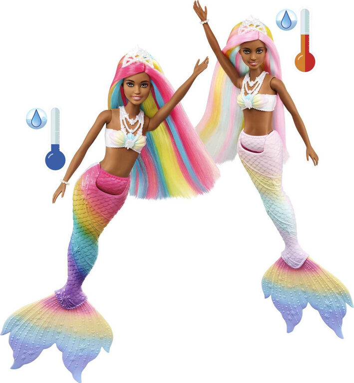 ​Barbie Dreamtopia Rainbow Magic Mermaid Doll with Rainbow Hair and Water-Activated Color Change Feature