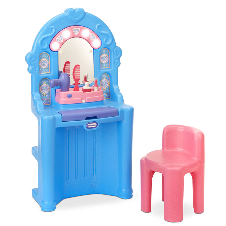 Miroir magique de princesse de glace Little Tikes - coiffeuse pour jeu de rôle avec lumières, sons et accessoires de beauté factices - Notre exclusivité