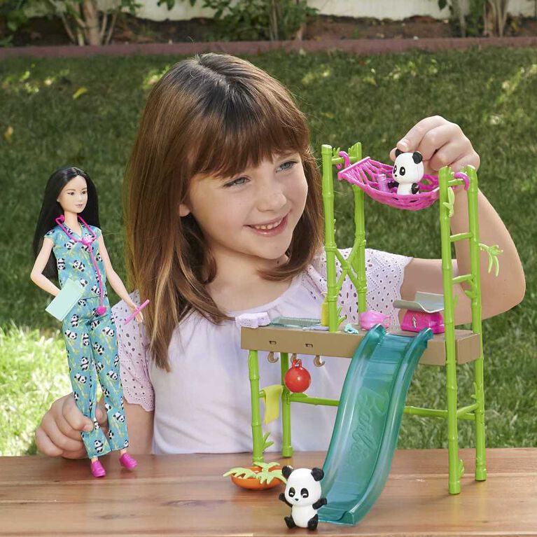 Barbie Panda Care and Rescue Playset with Doll and 20+ Accessories, Plus Color Change Feature