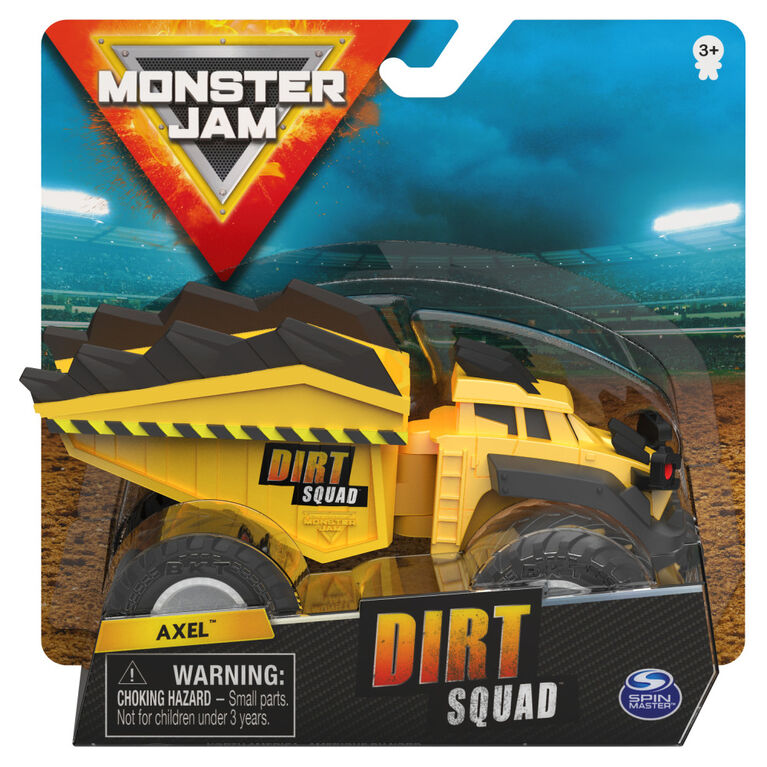 Monster Jam, Official Axel Dirt Squad Dump Truck Monster Truck with Moving Parts, 1:64 Scale Die-Cast Vehicle