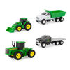 Assortiment de 4 véhicules John Deere - Les couleurs et les motifs peuvent varier