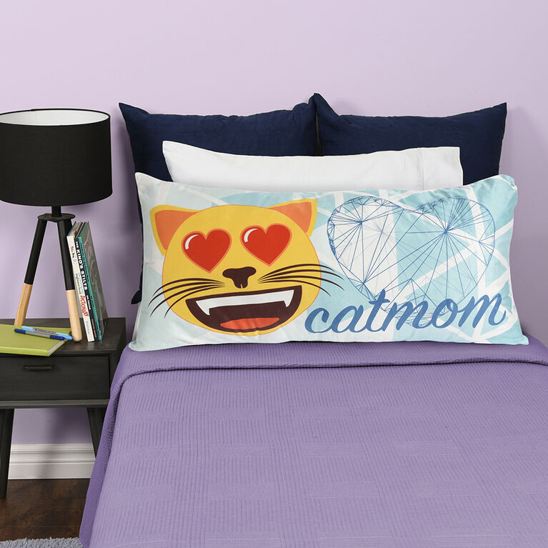 Emoji Plush Body Pillow 18"x36", Cat Mom