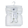 Peluche striée signature mode bébé avec couverture : ours blanc