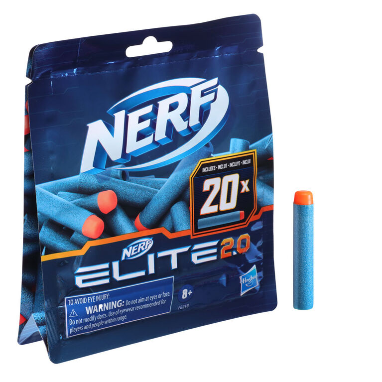 Nerf Elite 2.0 20-Dart Refill Pack -- 20 Official Nerf Foam Darts For Nerf Elite 2.0 Blasters
