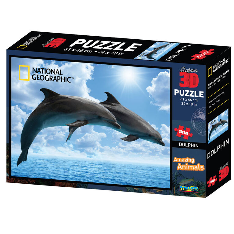 National Geographic Dolphins 500 pc Casse-Tête Super 3D