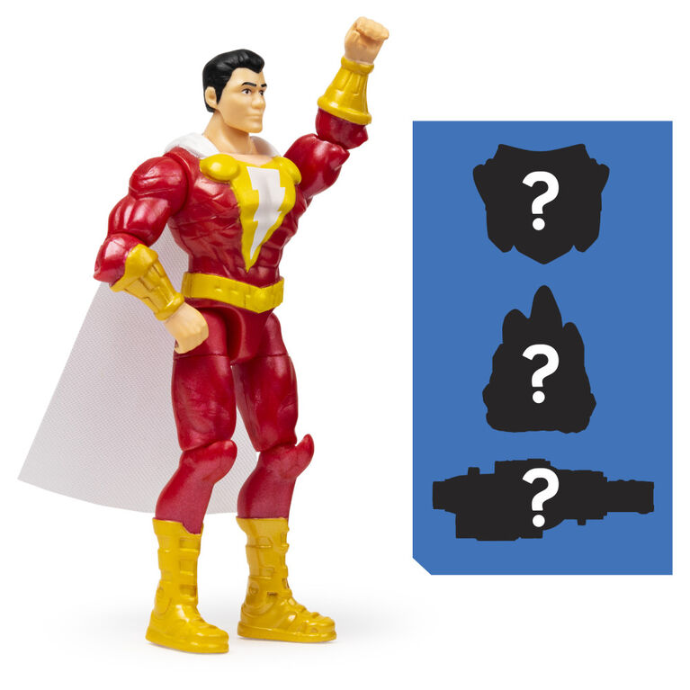 DC Comics, 4-Inch Shazam! Action Figure with 3 Mystery Accessories