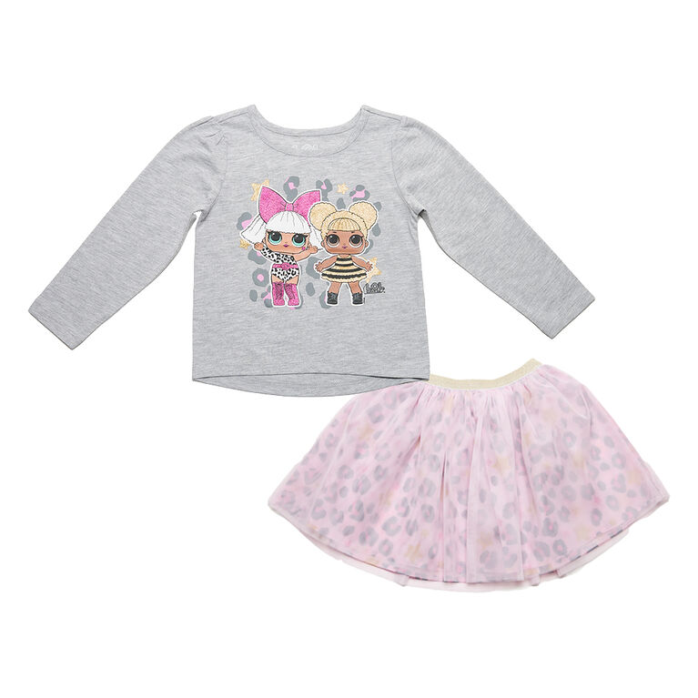 L.O.L SURPRISE! - 2 Piece Combo Set - Grey Heather and Pink- Size 3T - Toys R Us Exclusive