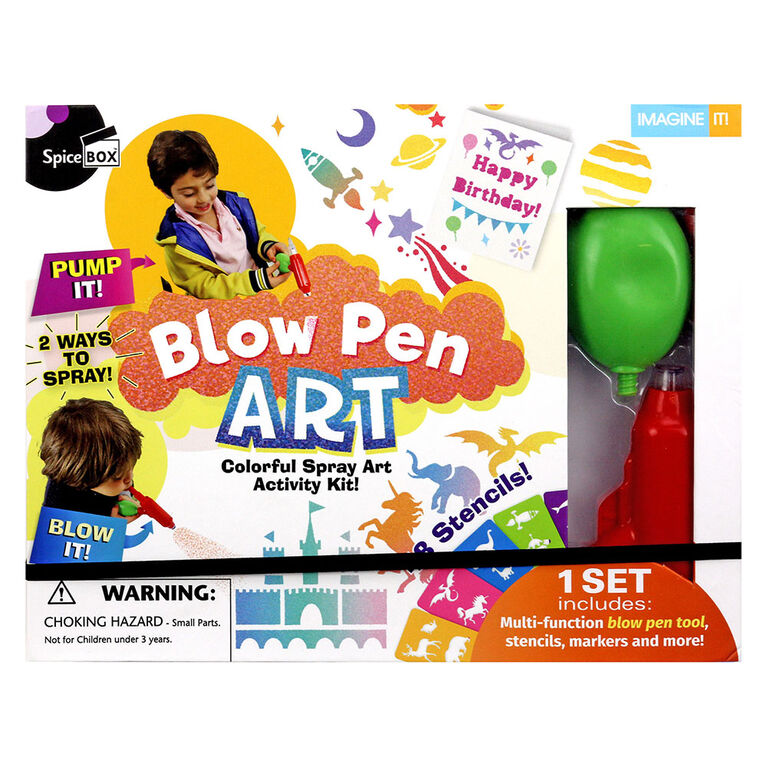SpiceBox Children's Art Kits Imagine It Blow Pen Art - English Edition