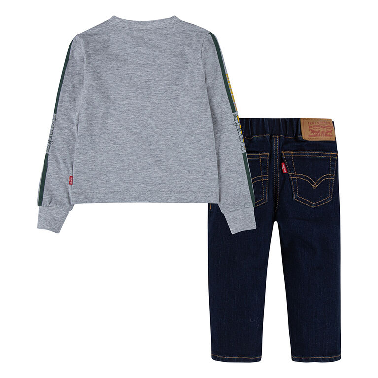 Levi's Long Sleeve T-Shirt and Jeans Set - Grey Heather - Size 12 Months