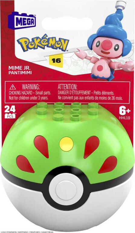MEGA Pokemon Mime Jr. building set with 24 pieces and Poke Ball