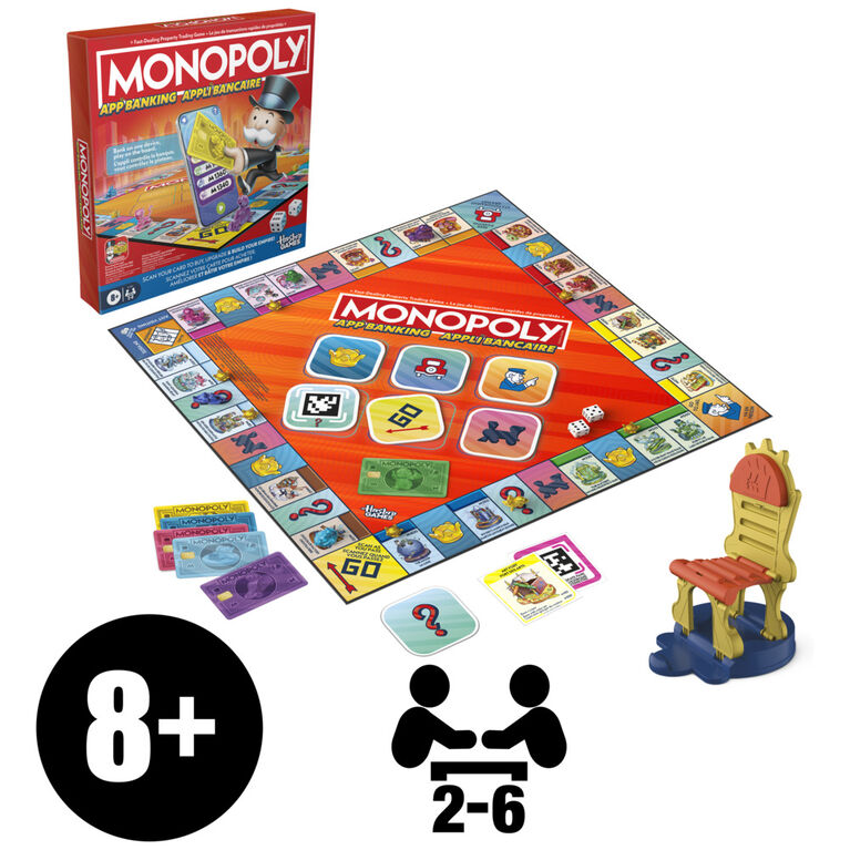 Monopoly Appli bancaire, jeu de plateau avec appli pour appareil intelligent, dès 8 ans