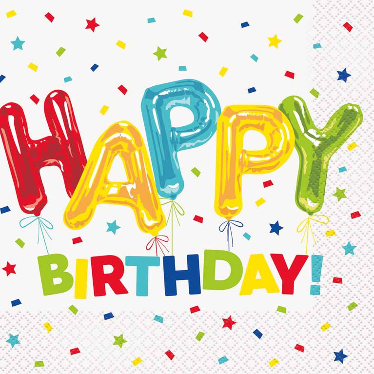 Balloon Birthday Serviettes de Table, 16un - Édition anglaise