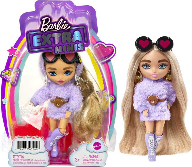 Barbie Extra Minis Doll #4 (5.5 in) in Fashion and Accessories, with Doll Stand