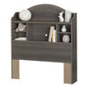 Savannah Bookcase Headboard with Storage- Gray Maple