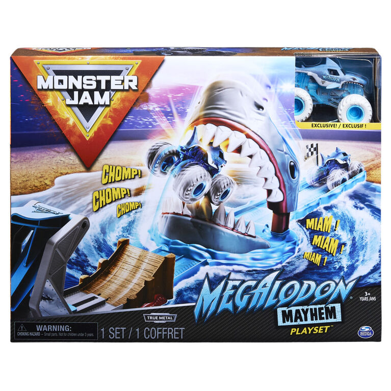 Monster Jam, Official Megalodon Mayhem Playset with Exclusive 1:64 Scale Megalodon Die-Cast Monster Truck