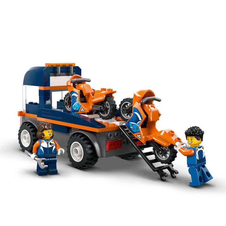 LEGO City Le transport de motos - Ensemble de construction de v&eacute;hicules jouets - Camion plateau - 2 Figurines - 60491