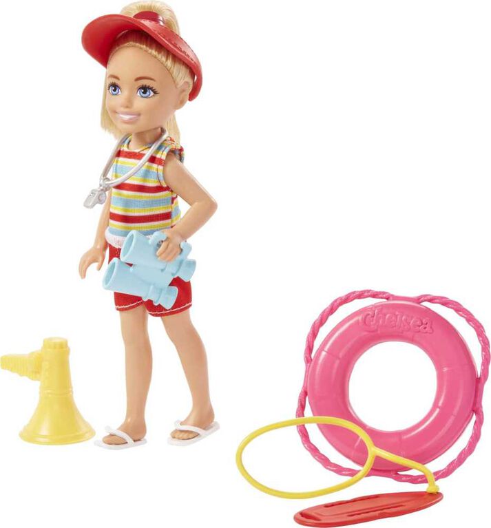Barbie Chelsea Can Be... Lifeguard Doll and 6 Career-Themed Accessories Including Life Buoy