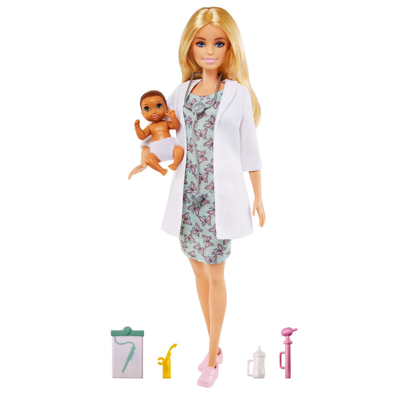 Barbie - Coffret de jeu Poupée Pédiatre, poupée bébé et accessoires