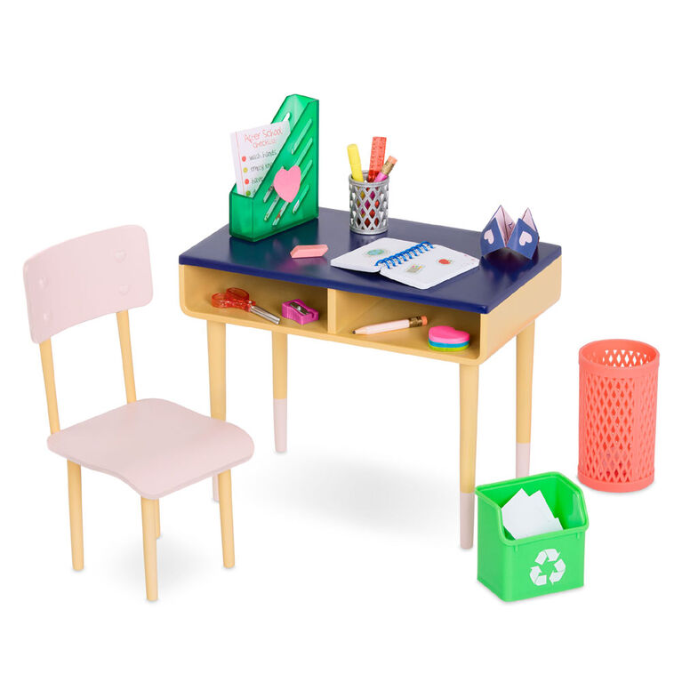 Brilliant Bureau Desk Set, Our Generation, Ensemble de bureau à domicile pour poupées de 18 po