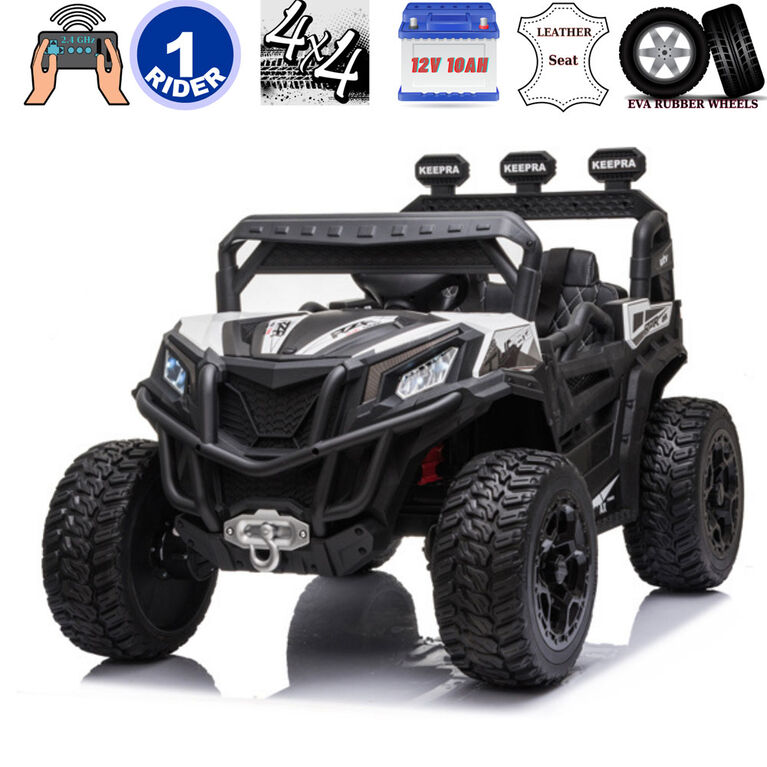 KidsVip 12V Enfants et Tout-Petits 4WD Junior Sport Utility UTV Voiture Eléctrique avec Commande à Distance - Blanc - Édition anglaise