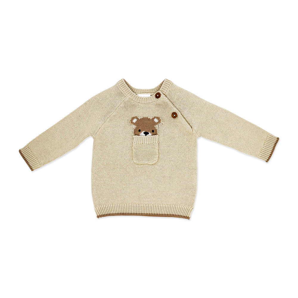 Rock a Bye Baby Knit Jumper Set: Beige Bear 0-3M