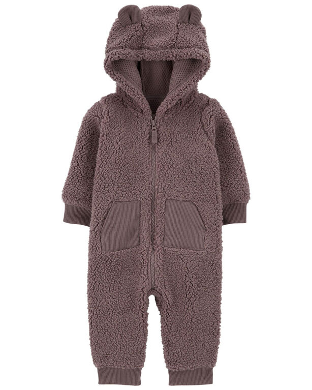Carter's Bear Sherpa Jumpsuit Brown  24M