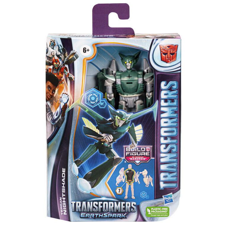 Transformers Toys EarthSpark Deluxe Class Terran Nightshade, 5 Inch Action Figure, Robot Toys for Kids