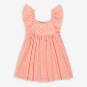 Rococo Mesh Dress Coral 2-3