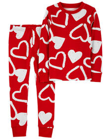 Carter's Two Piece Valentine's Day Hearts 100% Snug Fit Cotton Pajamas Red  18M