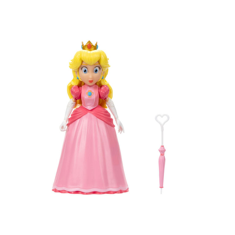 Super Mario Bros Le Film - Série de figurines de 5" avec accessoire - Figurine Princesse Peach avec Parapluie comme accessoire