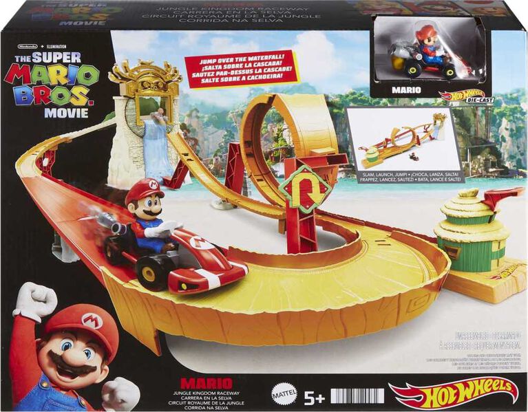 Hot Wheels The Super Mario Bros. Movie Jungle Kingdom Raceway Playset with Mario Die-Cast Toy Car