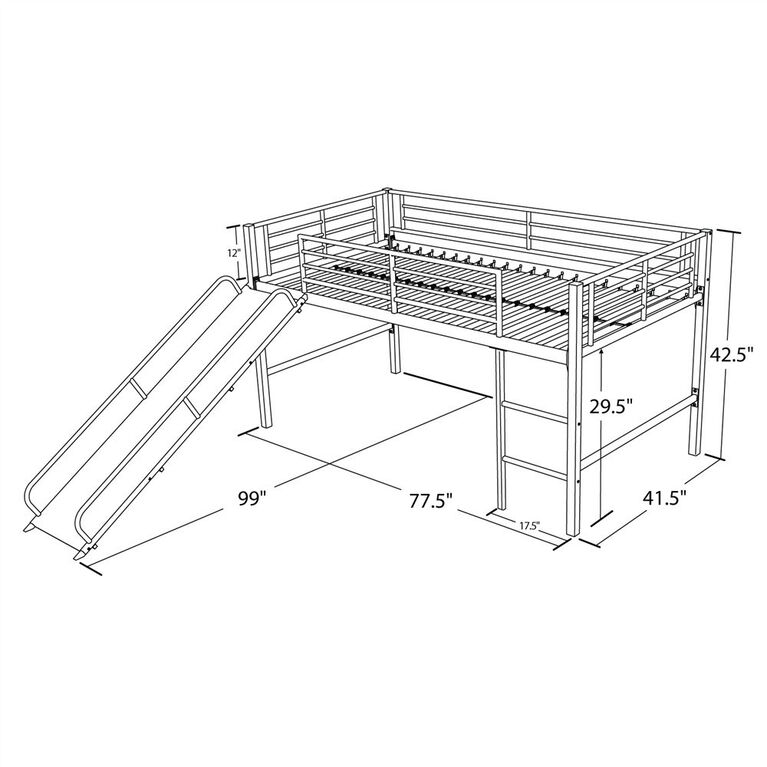 DHP - Mezzanine junior avec toboggan, Rouge