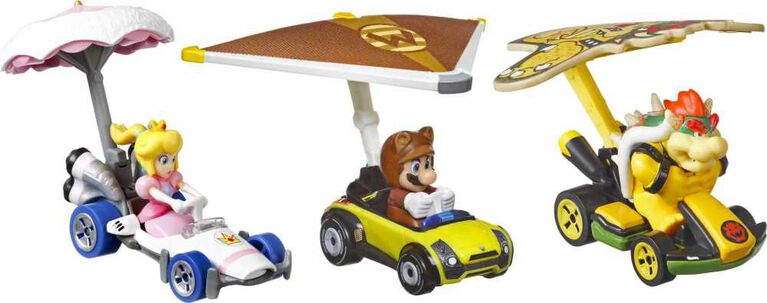 Hot Wheels - Super Mario - Véhicules personnages - Coffret de 3