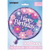 Ballon aluminium rond, 18 " - Birthday Blossoms - Édition anglaise