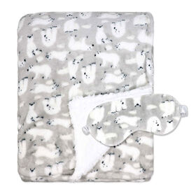 Jesse & Lulu Lounge Blanket with Sleep Mask: Grey Polar Bear